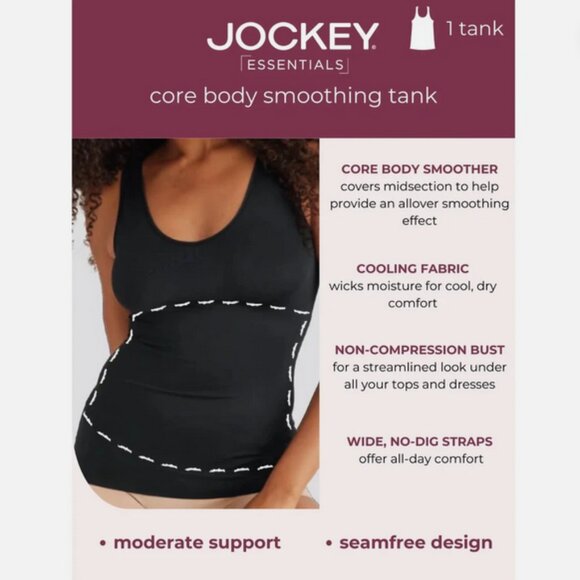 Jockey White Essentials Tank Medium Cooling Compression Everyday Shapewear - Picture 3 of 4